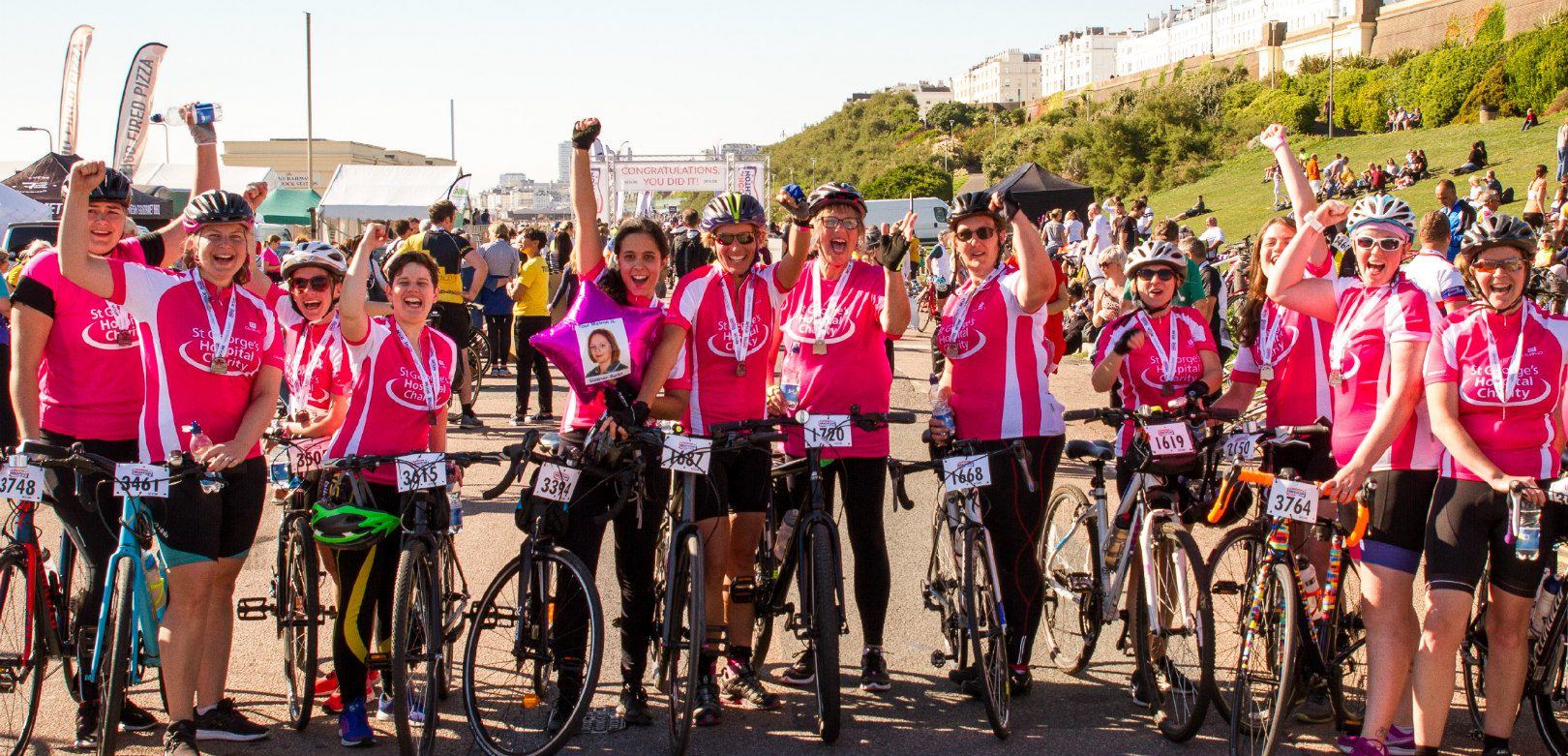 Female cycling team finish London to Brighton Cycle Ride 2018